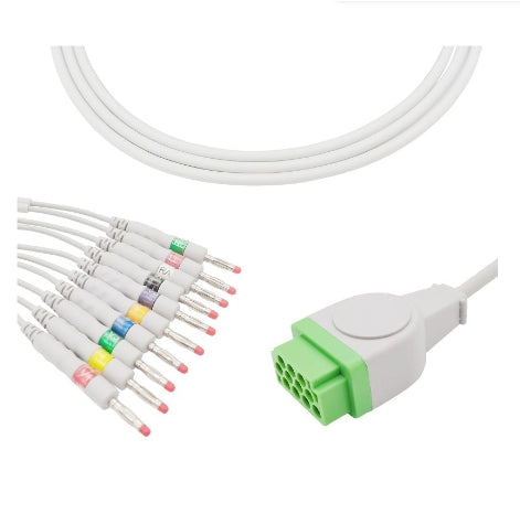 GE Healthcare type EKG Cable 11-pin 10KΩ AHA Banan