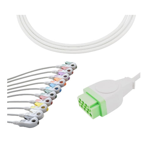 GE Healthcare type EKG Cable 11-pin 10KΩ AHA Clip